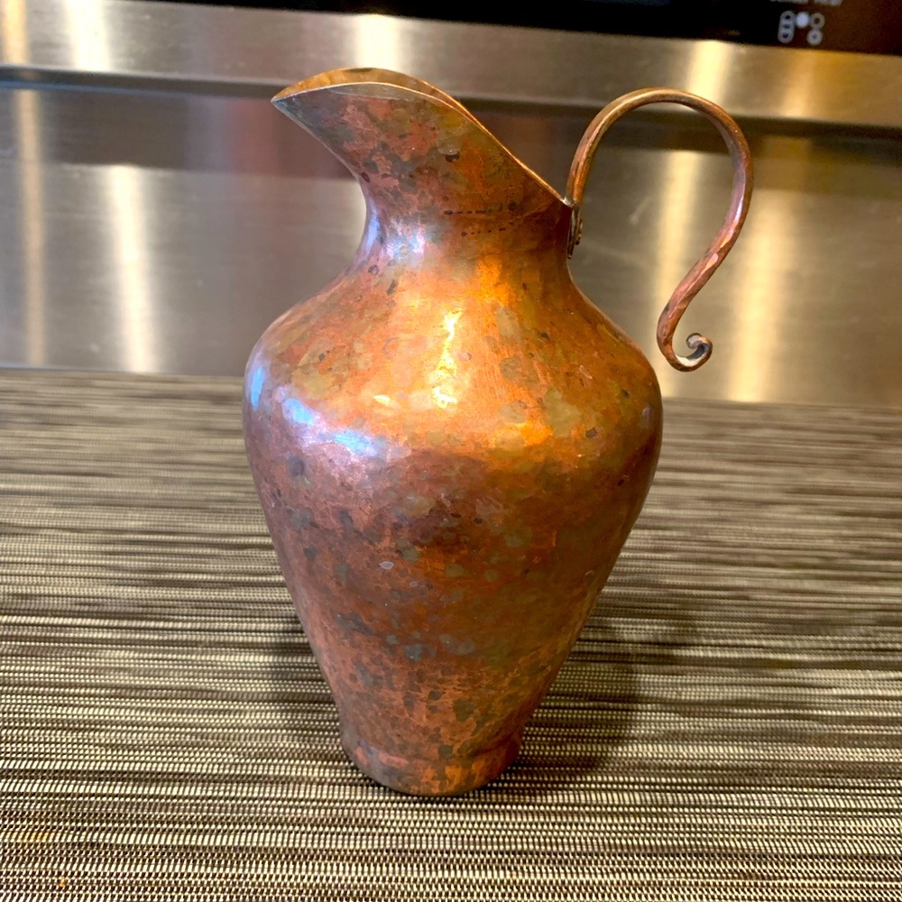 Hand hammered Copper pitcher, water jug, vintage